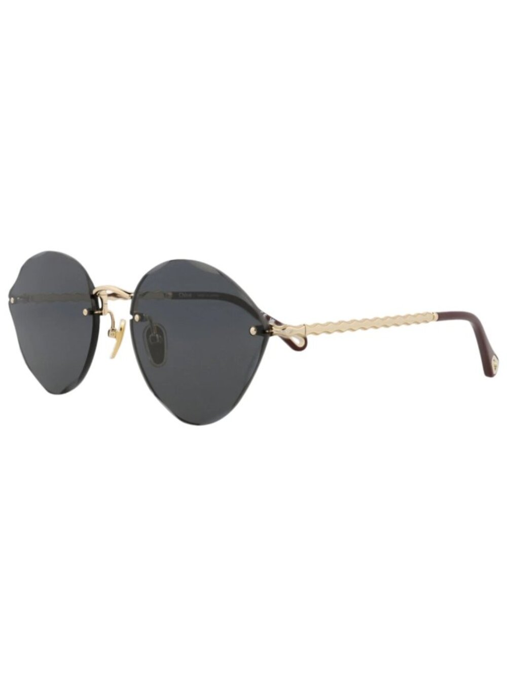 New Chloé Women's Sunglasses Cat Eye Metal Frame Gold Gold Grey